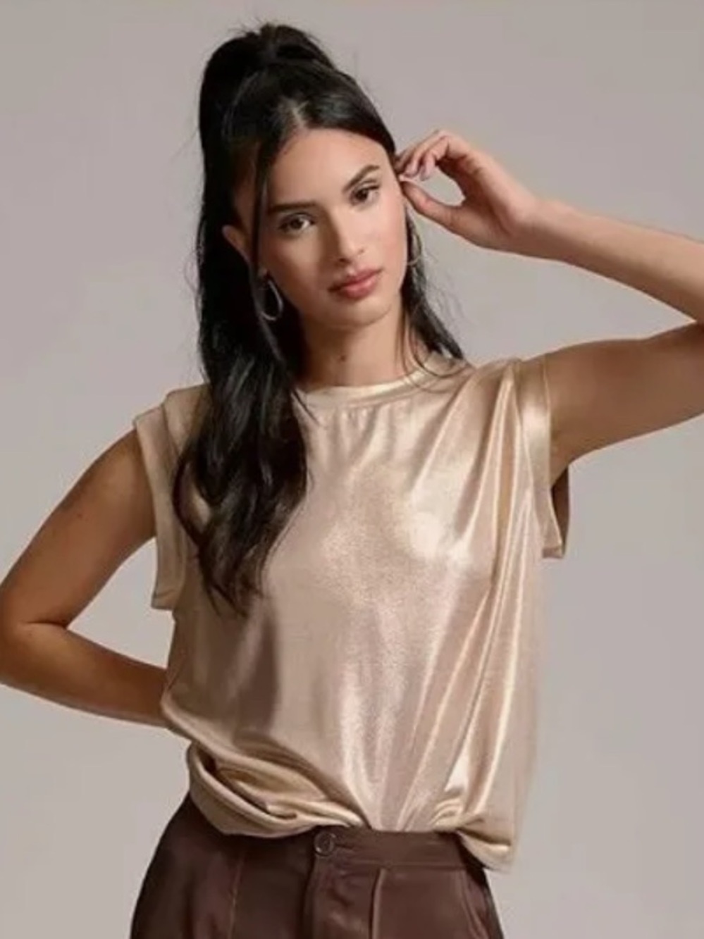 Anthropologie Porridge Shine Muscle Tee, S